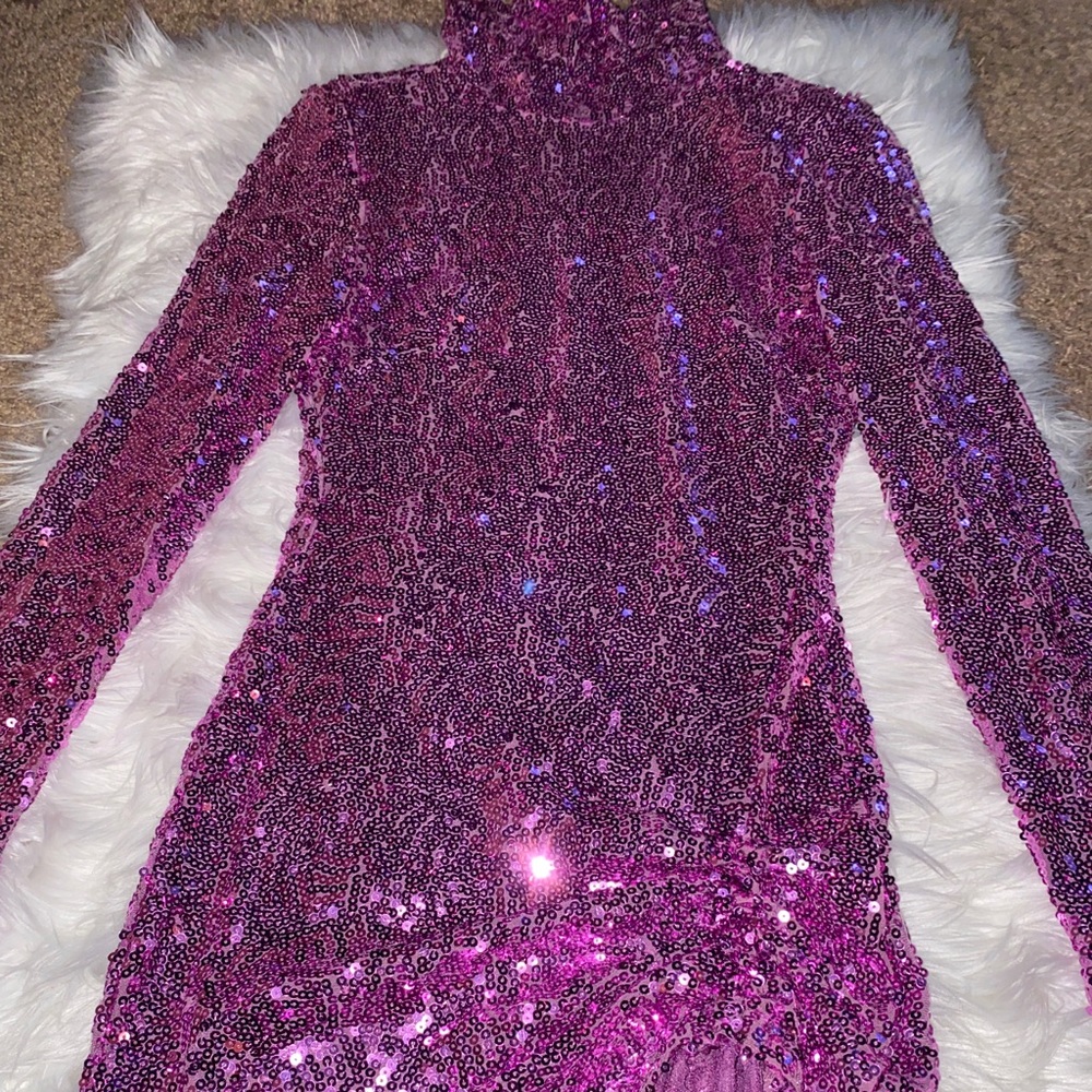 Fuchsia sequin XS dress open back